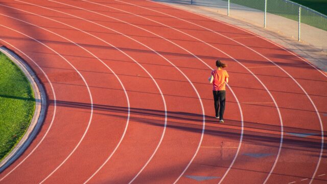 running, woman, track