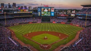 players and fans on baseball stadium